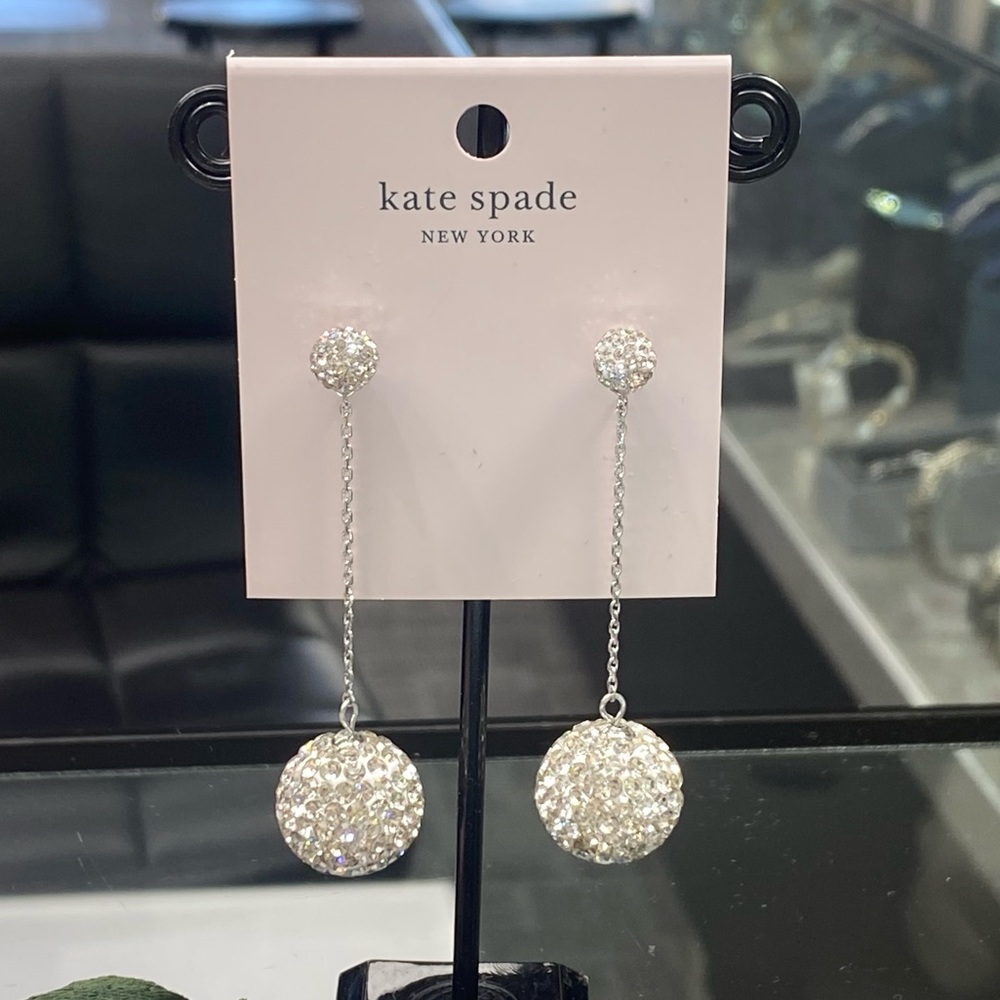 Kate Spade New York Razzle Dazzle Linear Earrings ~ Pave Rhinestone Bling ~ PROM